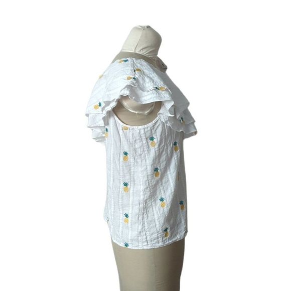 Buffalo  David Bitton Pina Colada Pineapple Embroidered Asymmetrical Top - Picture 3 of 5